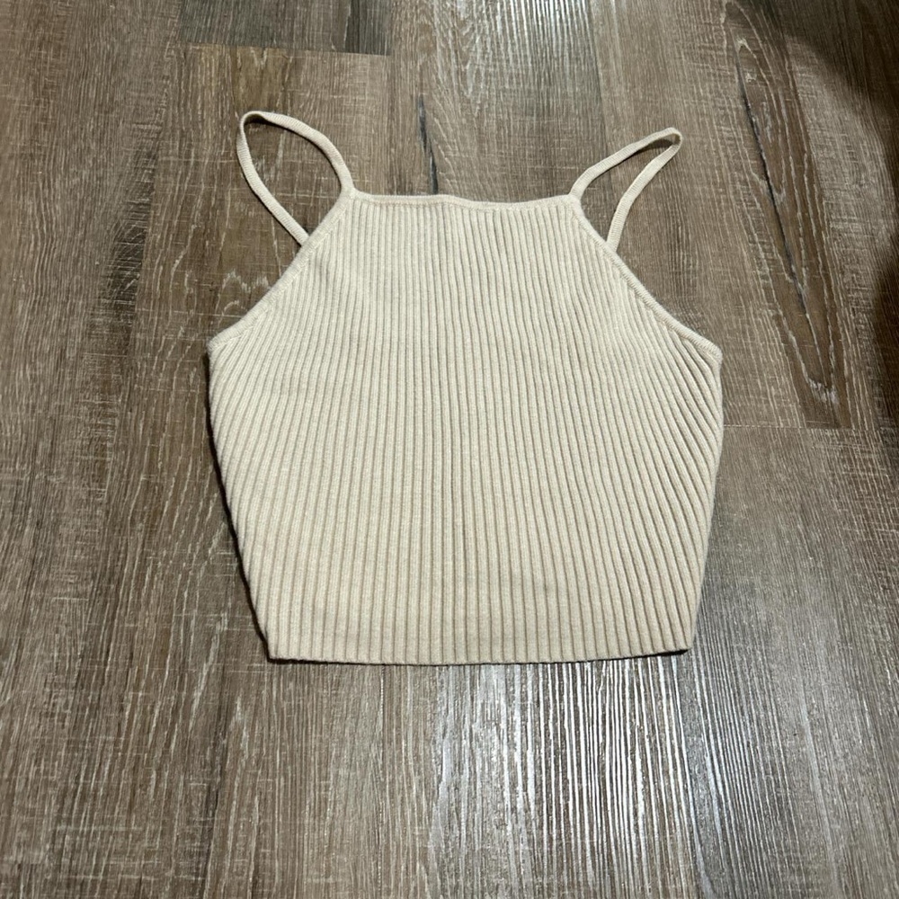 Forever 21 Cream Ribbed Tank Top